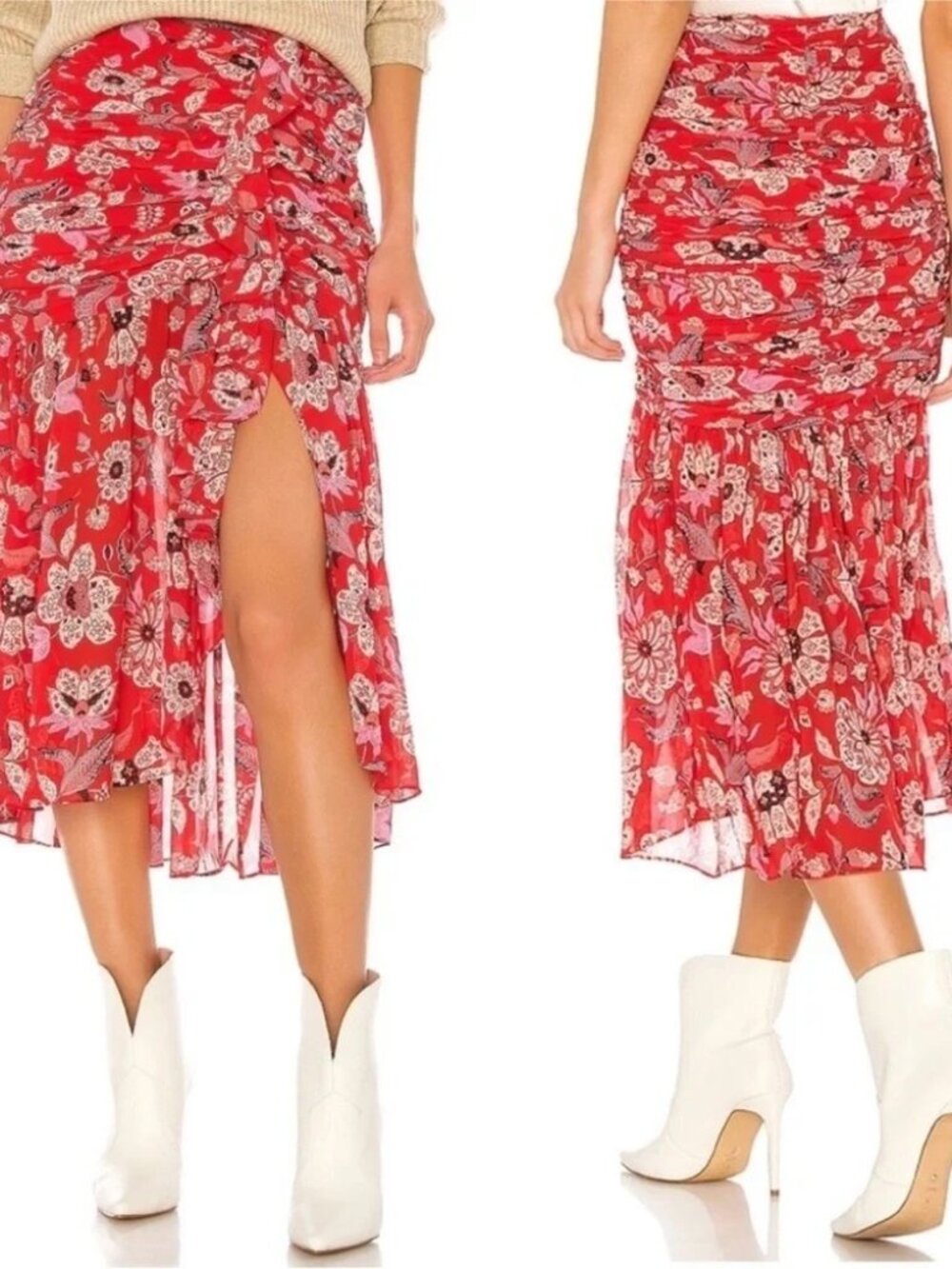 Cinq A Sept GORGEOUS flowy rouched skirt size 4